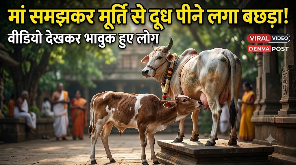 मां समझकर गाय की मूर्ति से दूध पीने लगा बछड़ा, मासूमियत ने जीत लिया लोगों का दिल