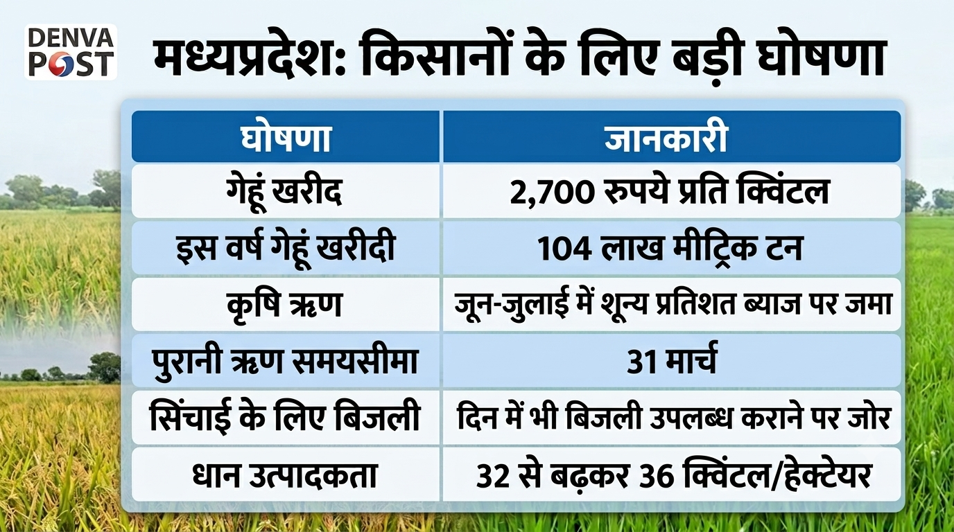 किसानों के लिए मुख्यमंत्री की प्रमुख घोषणाएं