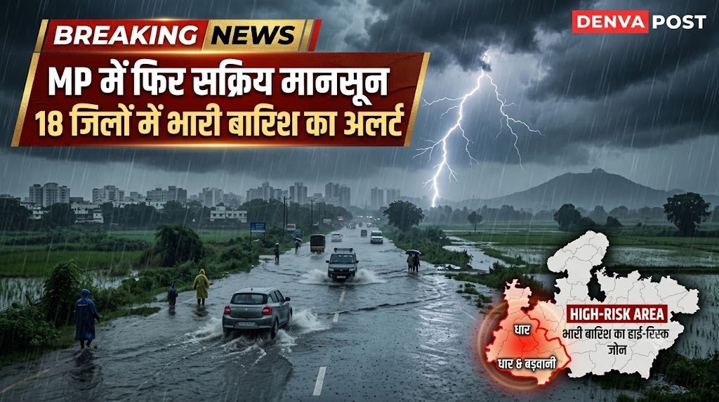 MP Weather: मध्य प्रदेश में फिर सक्रिय हुआ मानसून, 18 जिलों में भारी से अति भारी बारिश का अलर्ट
