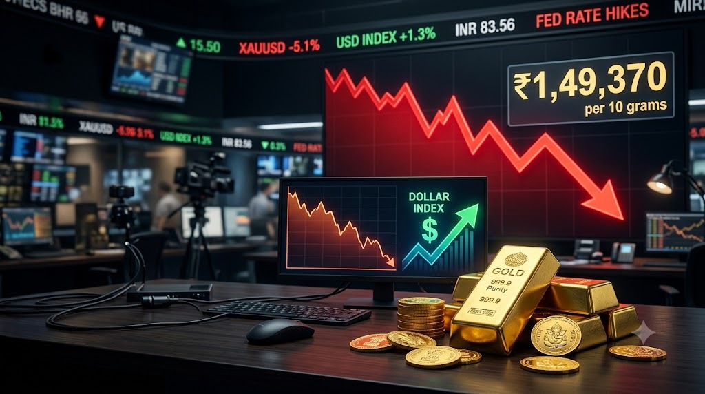 सोने की कीमतों में बड़ी गिरावट, MCX पर 1% टूटा भाव; मजबूत डॉलर ने बढ़ाया दबाव