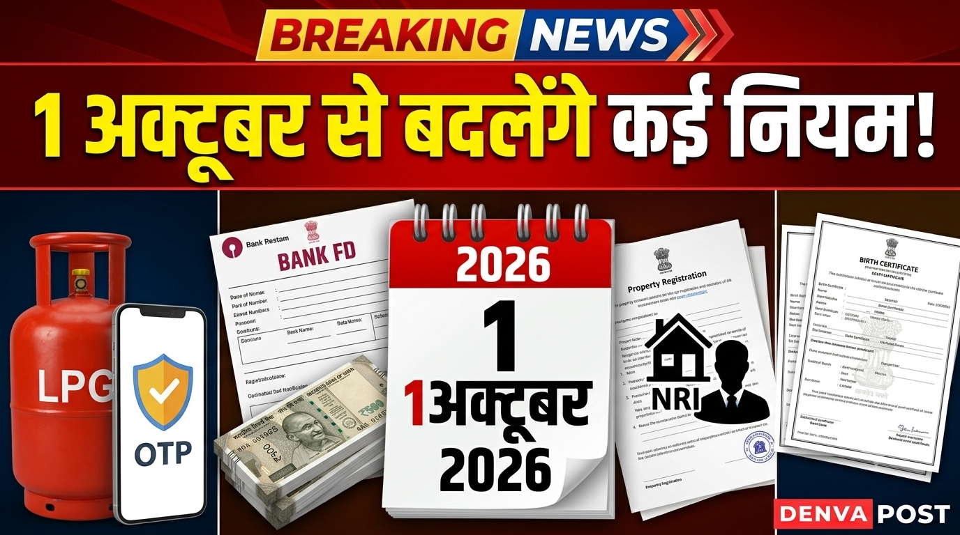 1 अक्टूबर 2026 से बदलेंगे ये नियम: LPG, FD, NRI प्रॉपर्टी और प्रमाण पत्र पर असर