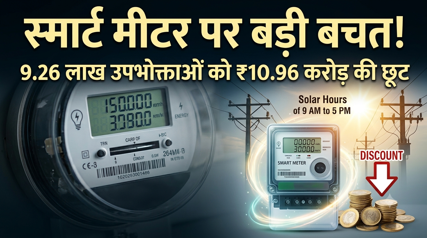 स्मार्ट मीटर उपभोक्ताओं को जुलाई में मिली 10.96 करोड़ रुपए की छूट, 9.26 लाख से अधिक ने लिया टाइम ऑफ डे टैरिफ का लाभ