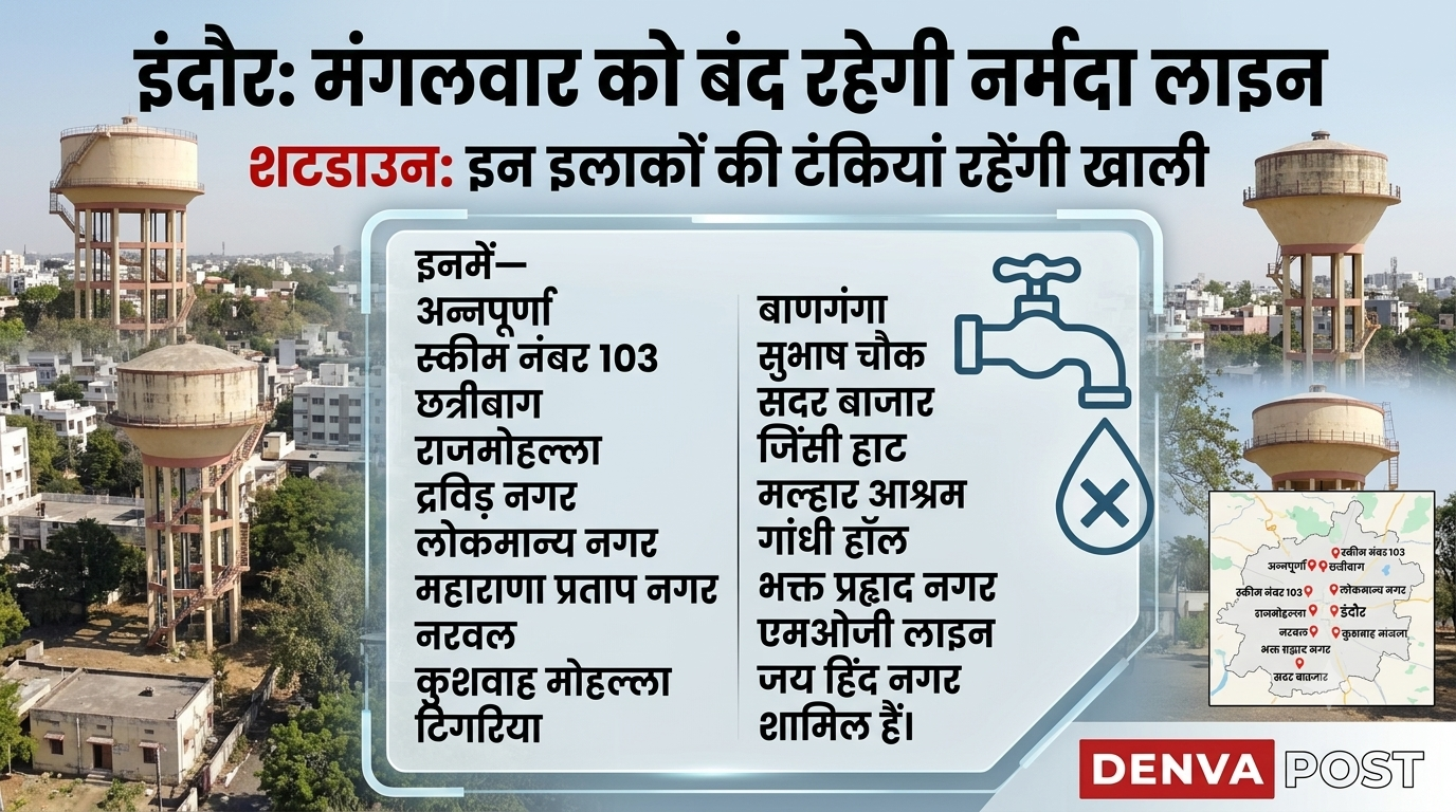 इन क्षेत्रों में मंगलवार को नलों से जलापूर्ति नहीं होने की स्थिति बन सकती है।